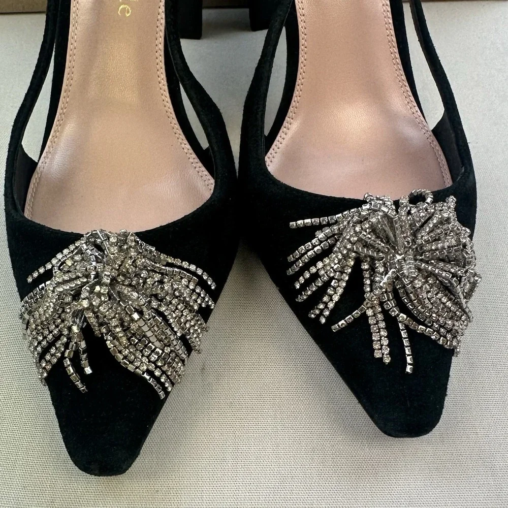 Kate Spade  celestia crystal slingback pump Black Women's Sz 8 B - Picture 8 of 8